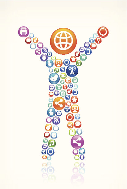 快乐和成功的Stick Figure on Technology免版税矢量艺术图片下载