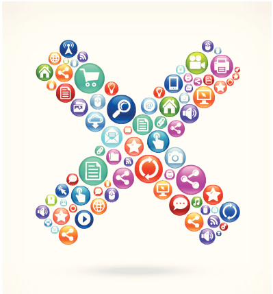 X Sign社交网络和互联网版税免费矢量艺术图片下载