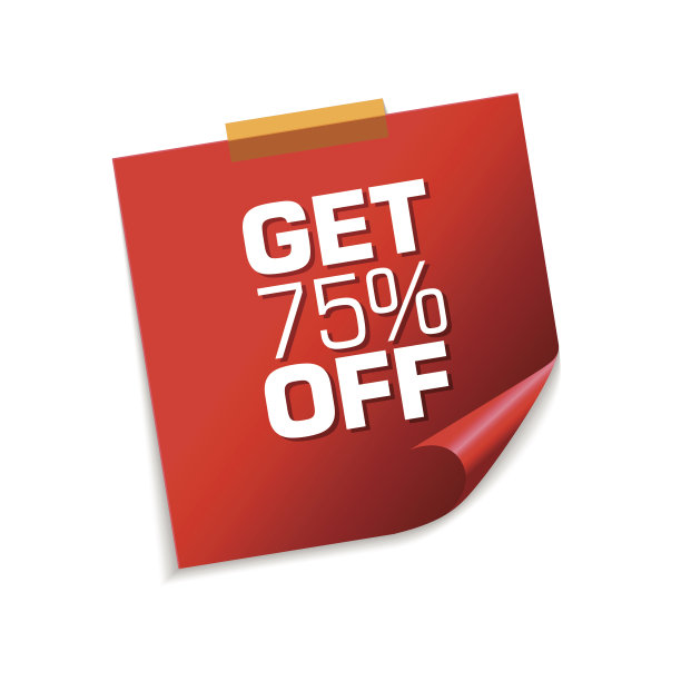 获得75%的红色Sticky Notes矢量图标设计图片下载