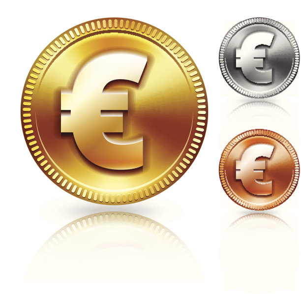 欧元标志金属货币颜色设置图片下载