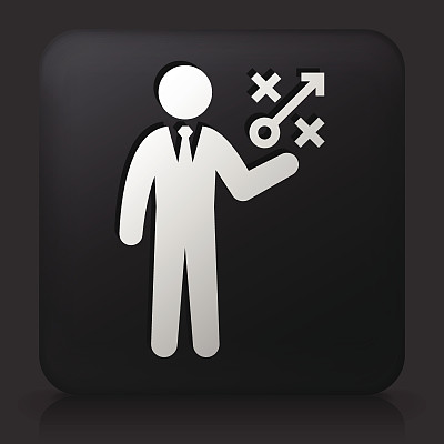 黑色方形按钮与商人和游戏计划图片下载