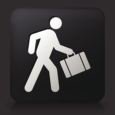 黑色方形按钮与行走和公文包图标图片下载