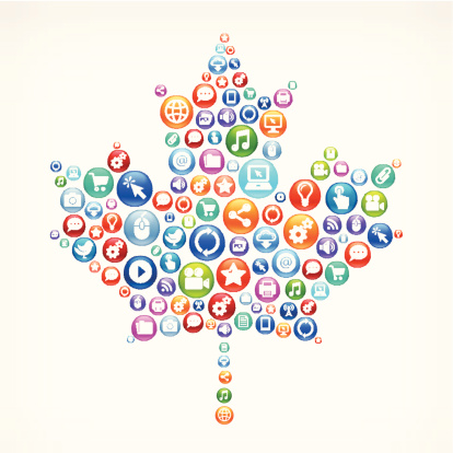 枫叶在社交网络和互联网颜色按钮图片下载