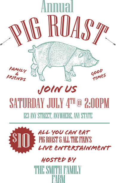 烧烤野餐邀请设计模板上的白色背景图片下载