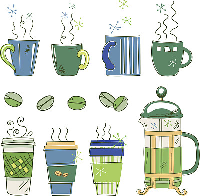 手绘素描咖啡元素图片下载