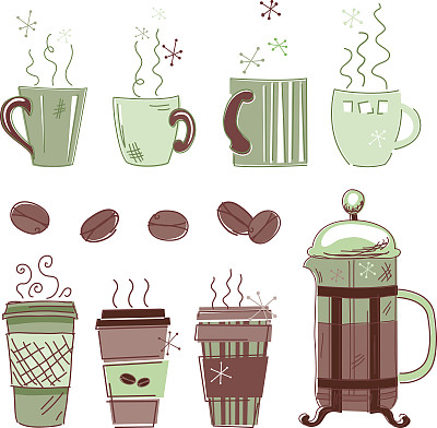 手绘素描咖啡元素图片下载