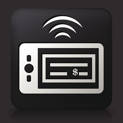 黑色方形按钮与检查扫描手机图片下载