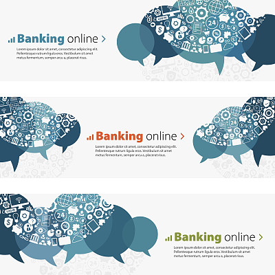 银行在线横幅和图标设置图片下载