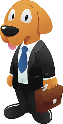 带商务手提箱的商务狗图片下载