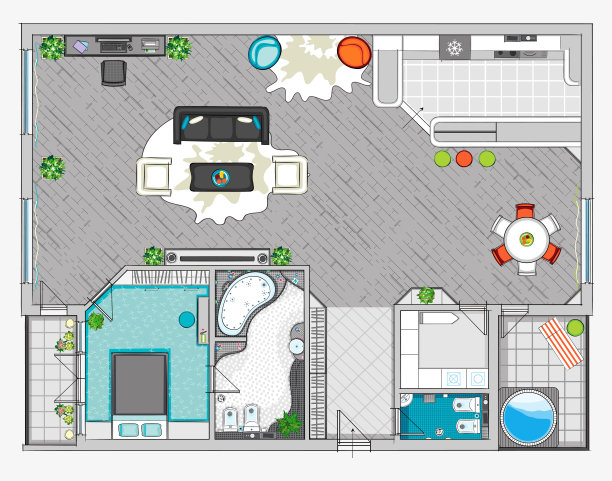 一居室公寓室内设计图片下载