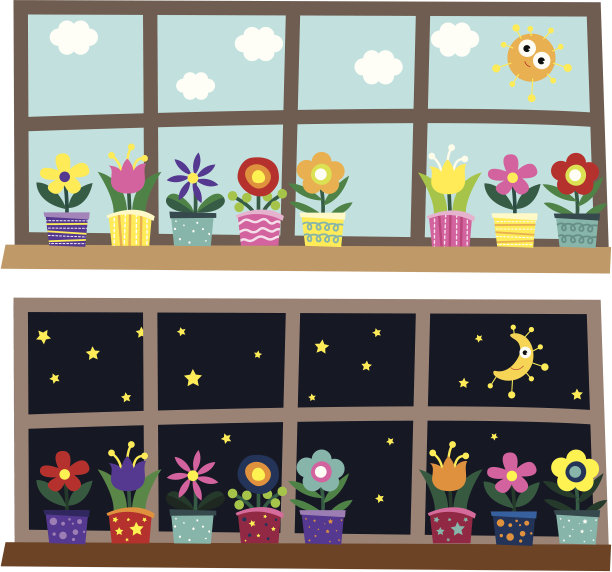 复古的花日夜图片下载