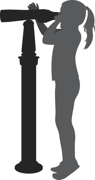 透过望远镜的女孩剪影图片下载