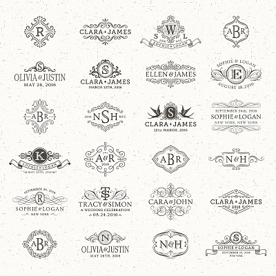 婚礼标志和字母组合素材图片