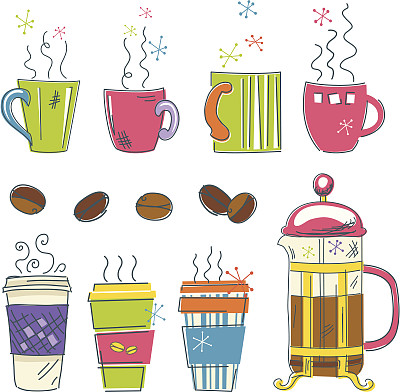 复古咖啡图标设置图片下载