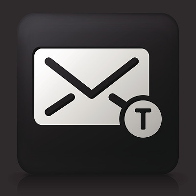 黑色方形按钮与信封图标图片下载