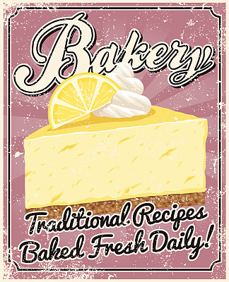 老式丝网印刷面包店海报图片下载