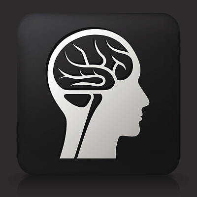 黑色方形按钮与大脑扫描图片下载