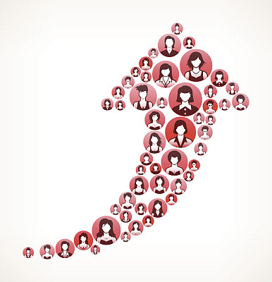 女性面对女孩权力模式。图片下载