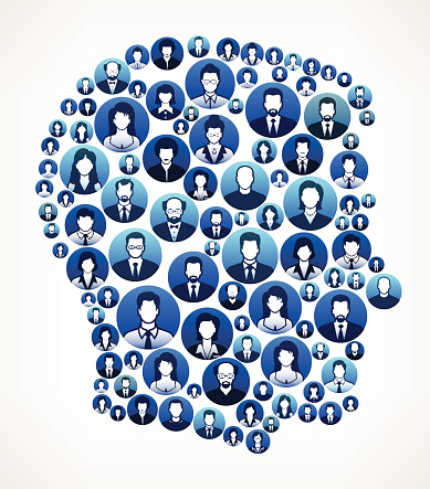 男性商业领袖面临财务和团队合作模式。图片下载