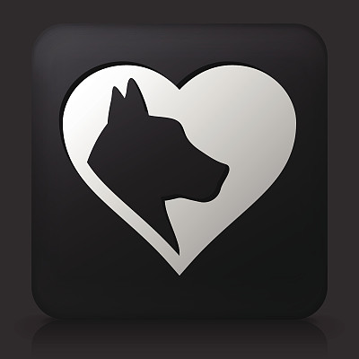 黑色方形按钮与狗爱图标图片下载