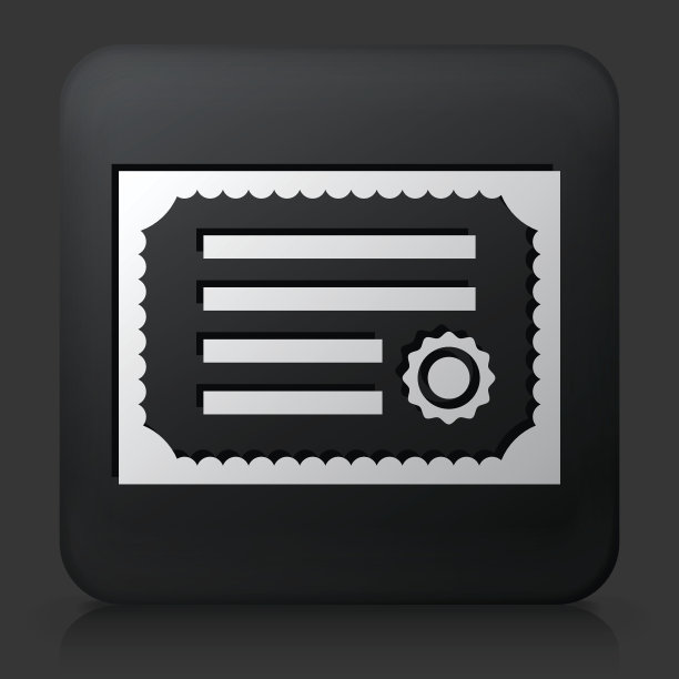 带有证书图标的黑色方形按钮图片下载