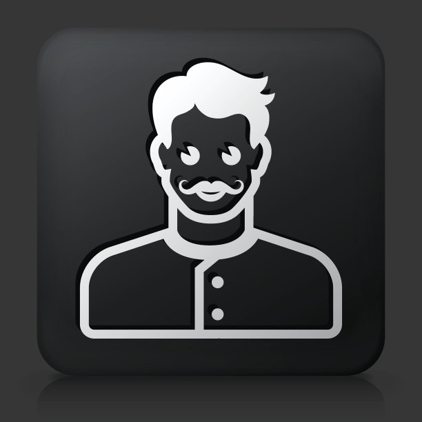 黑色方形按钮与男性脸图标图片下载