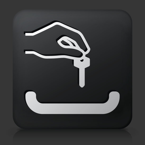 黑色方形按钮与金属托盘图标图片下载