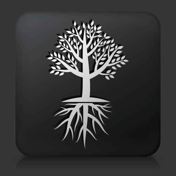 黑色方形按钮与树图标图片下载