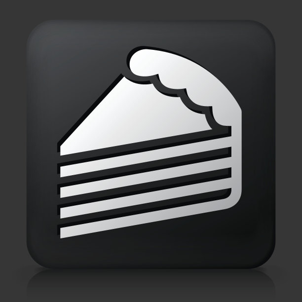 黑色方形按钮与蛋糕切片图标图片下载