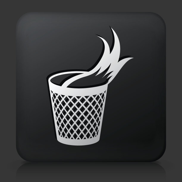 带有垃圾火图标的黑色方形按钮图片下载