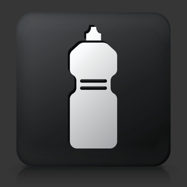 黑色方形按钮与健身瓶图标图片下载
