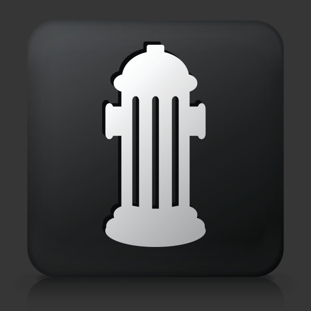 黑色方形按钮，带有消防栓图标图片下载