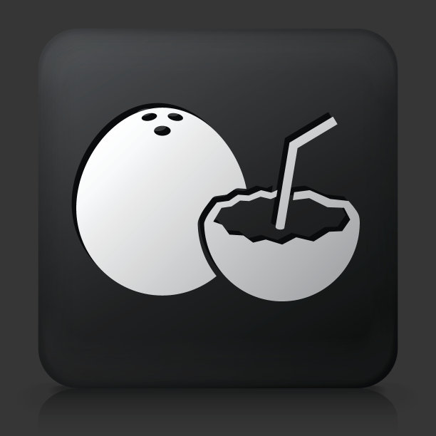 黑色方形按钮与椰子饮料图片下载