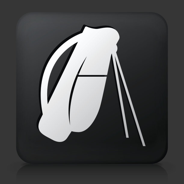 黑色方形按钮与高尔夫装备袋图片下载