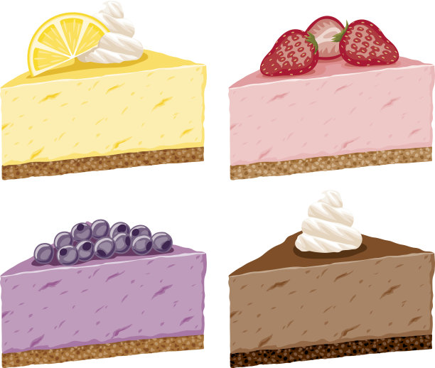 不同的奶酪蛋糕风味图标设置图片下载