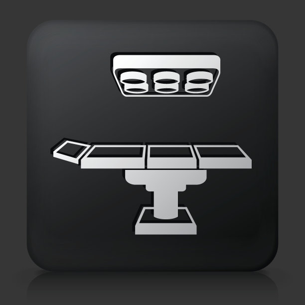 带有手术台图标的黑色方形按钮图片下载