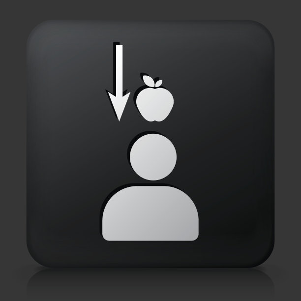 黑色方形按钮与重力苹果图标图片下载