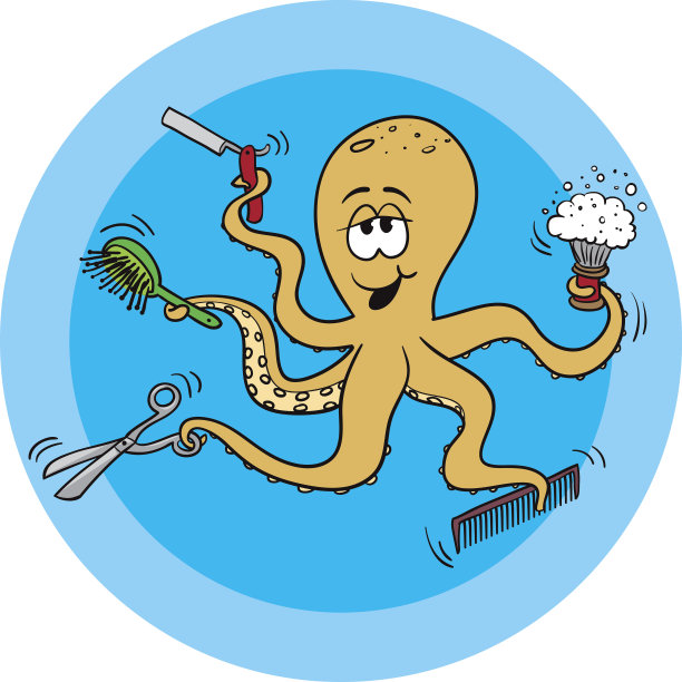 卡通章鱼的理发师图片下载