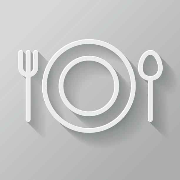 食物纸细线界面图标与长影子图片下载