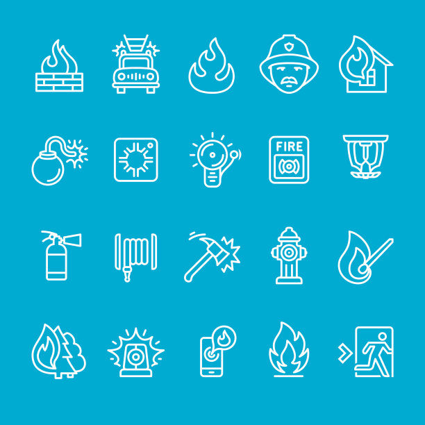 消防站和消防员的图标收集图片下载