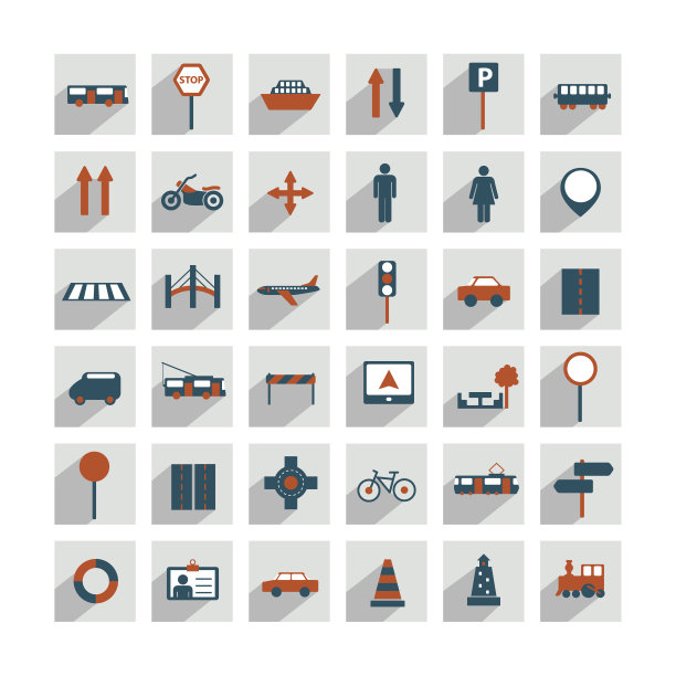 收集平面运输标志。交通标志。向量孤立。图片下载