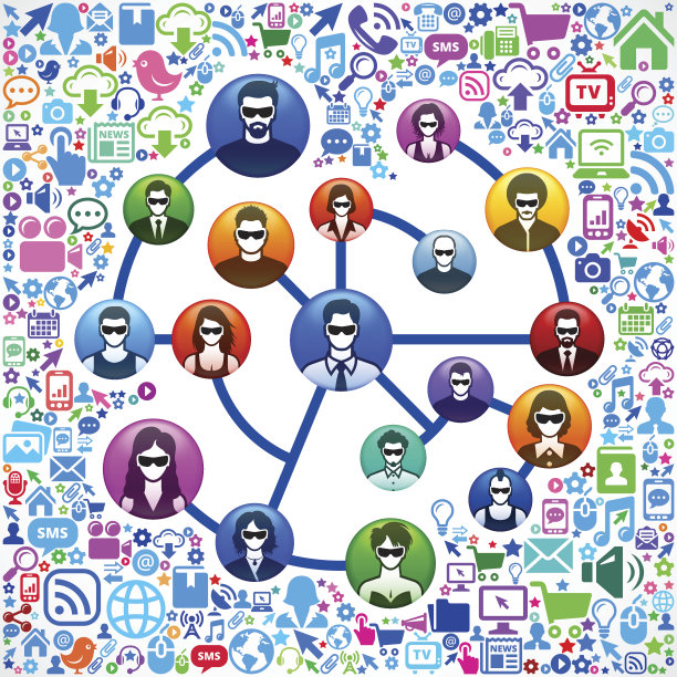 社交网络和虚拟现实体验图标设置图片下载