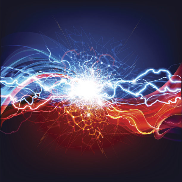 概念闪电和火背景。图片下载