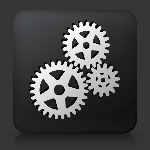 黑色方形按钮与齿轮图标图片下载