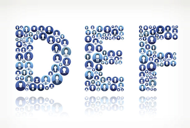 DEF商业人士面临财务和团队合作模式。图片下载