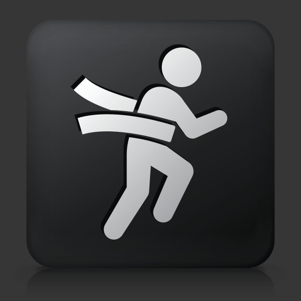 黑色方形按钮与赢得比赛图标图片下载