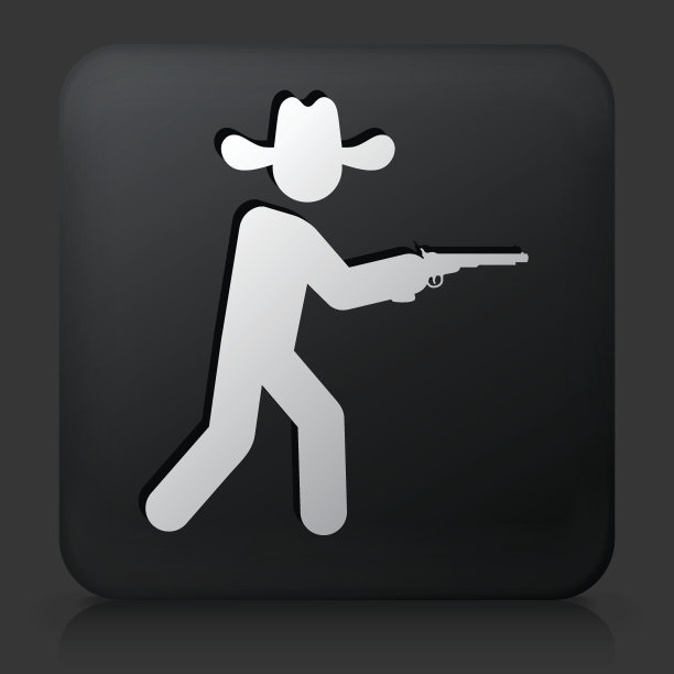 黑色方形按钮与枪手图标图片下载