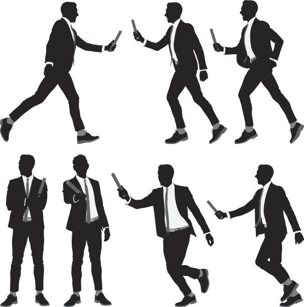商人手持接力棒的各种动作图片下载