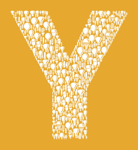 字母Y在矢量灯泡图案背景上图片下载