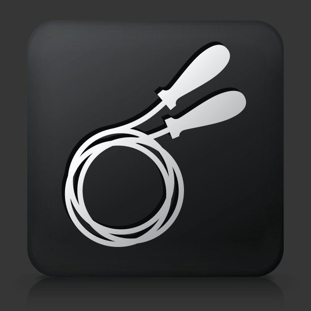 黑色方块按钮与跳绳图标图片下载